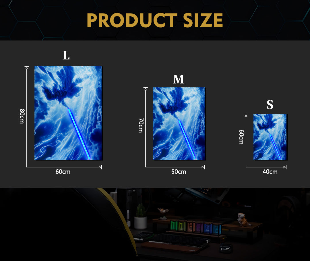Singeee Thunder god neon poster and neon sign size chart
