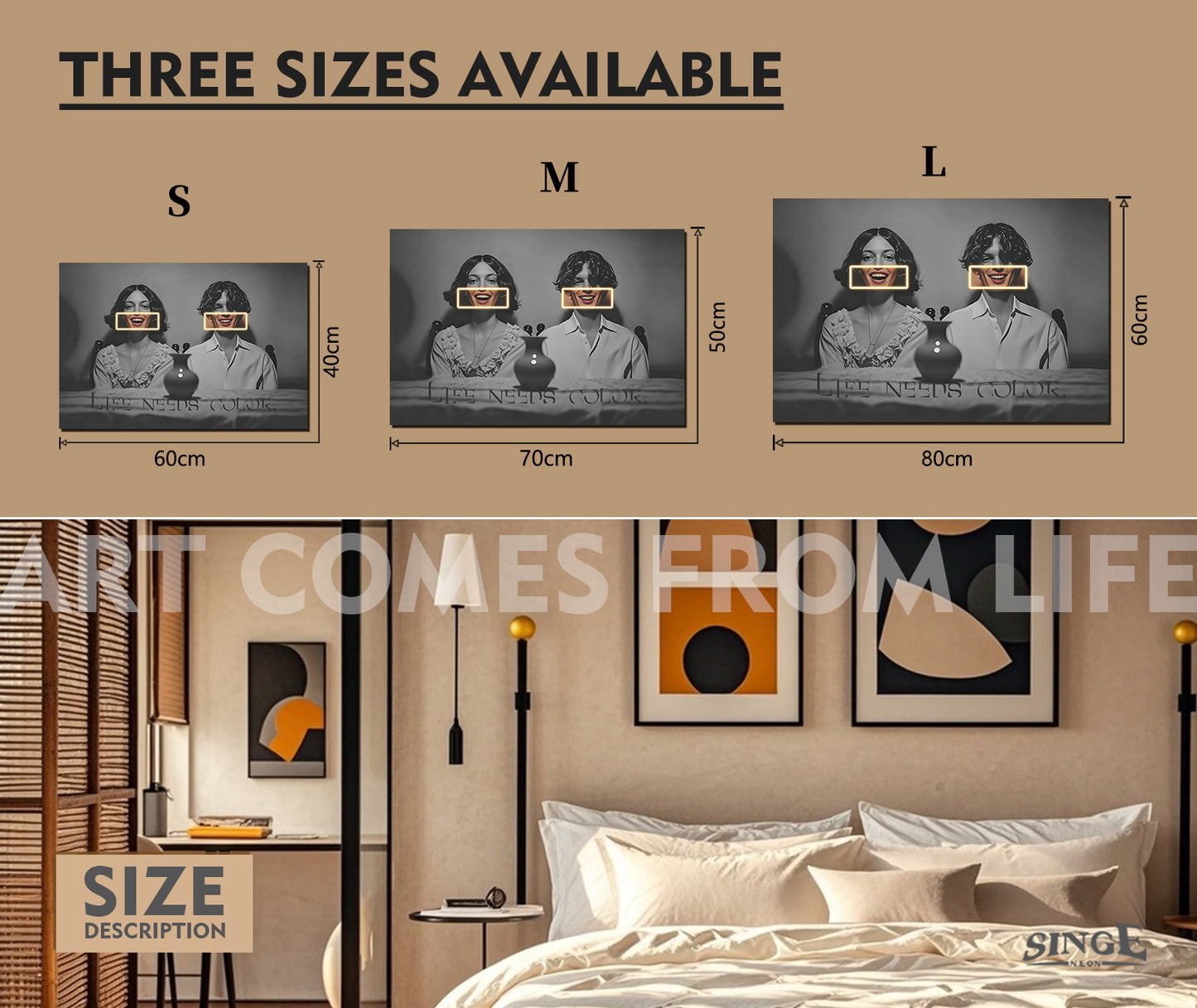 Singeee "Life Needs Color" LED Art Neon Sign | Neon Poster size info