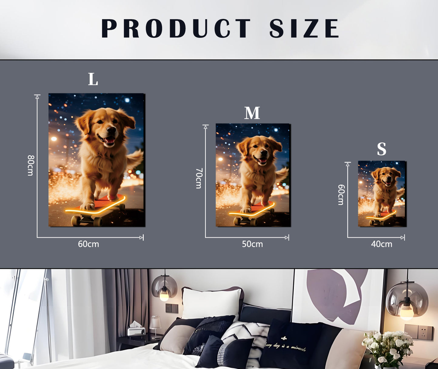 singeee dog 4 neon poster and neon sign size chart