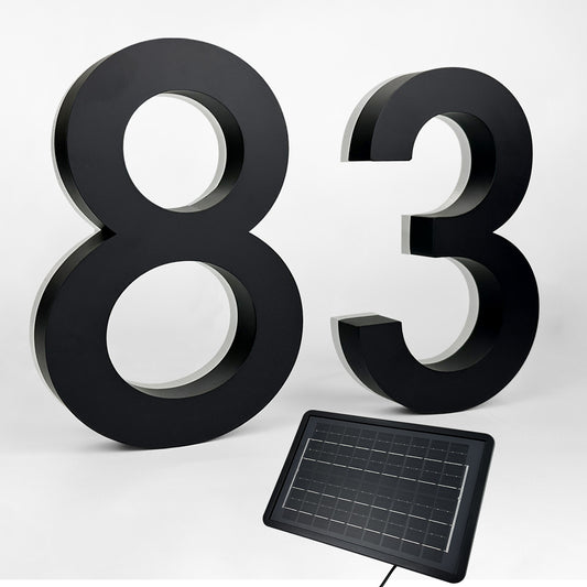 illuminated house number with solar panel
