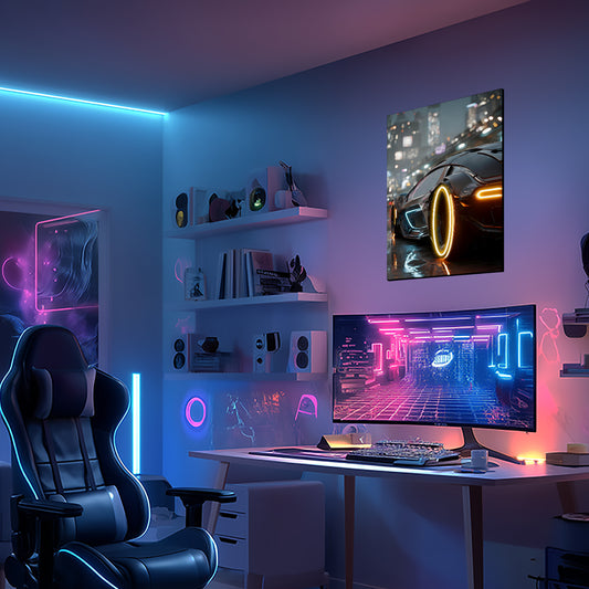 Singeee super sport car gold neon sign and neon poster in game room 2