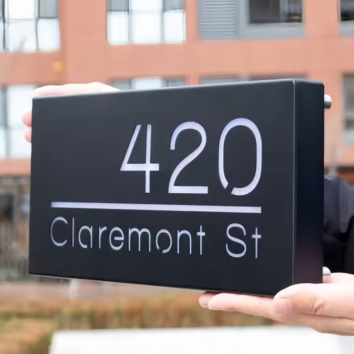 Solar LED House Number Address Name Signs