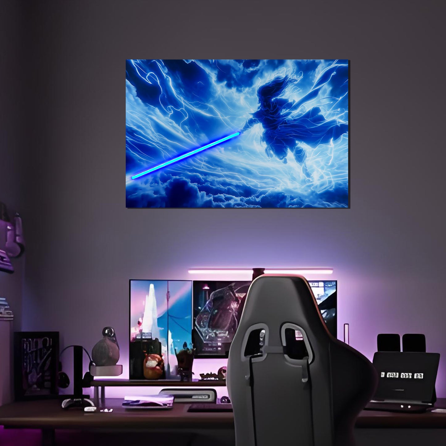 Singeee Thunder god neon poster and neon sign in game room