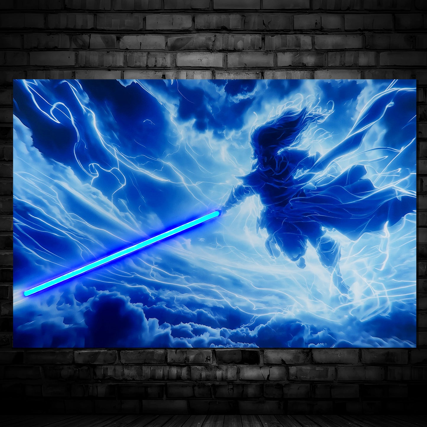 Singeee Thunder god neon poster and neon sign with blue thunder neon