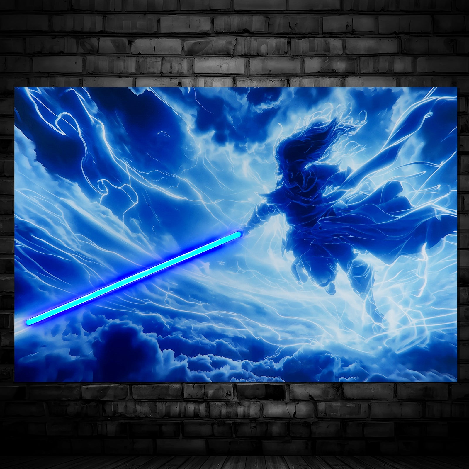Singeee Thunder god neon poster and neon sign with blue thunder neon
