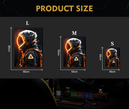 Singeee Gold Astronaut LED Art Neon Sign Neon Poster size chart