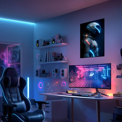 Singeee blue Astronauts neon poster and neon sign in gaming room 2