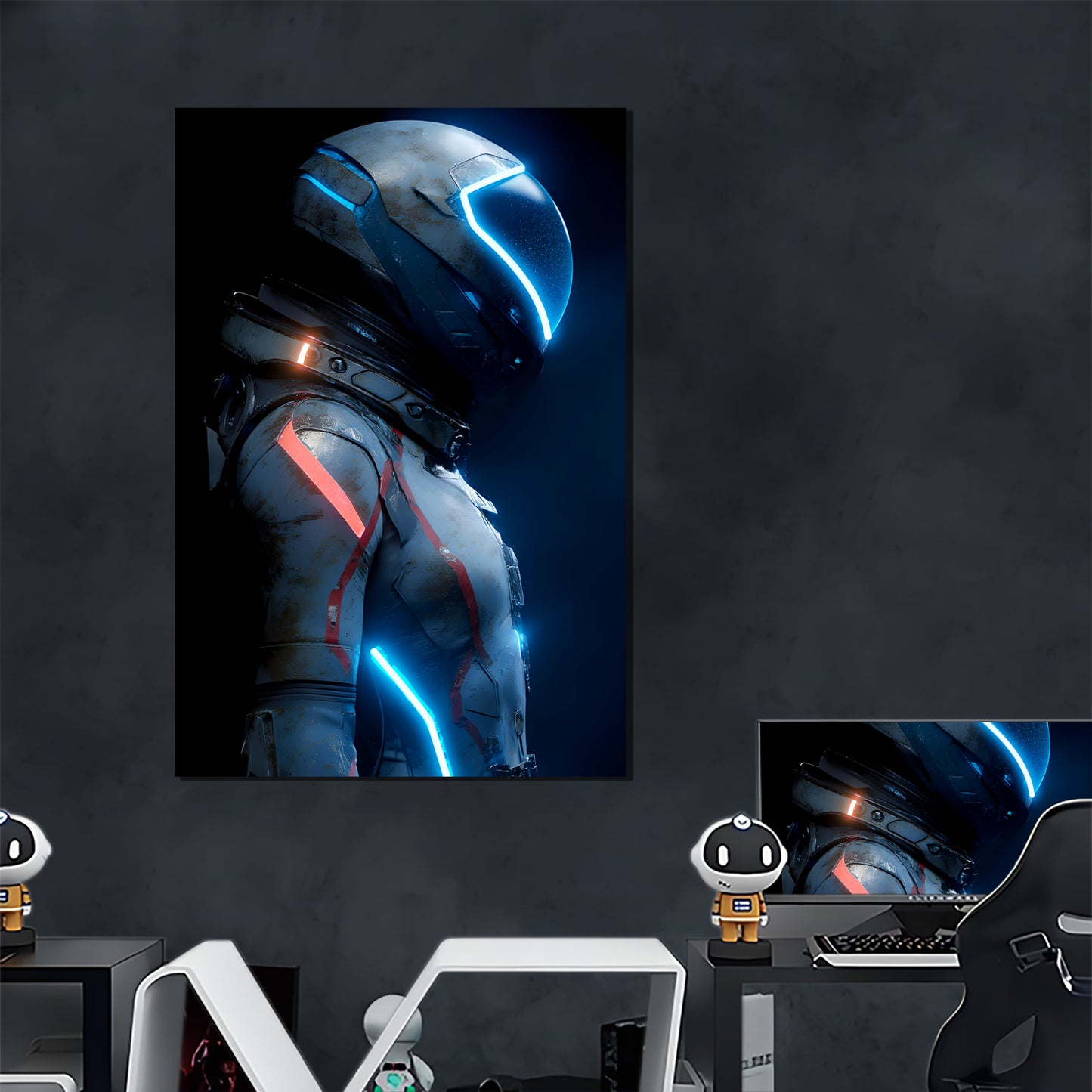 Singeee blue Astronauts neon poster and neon sign in gaming room 1