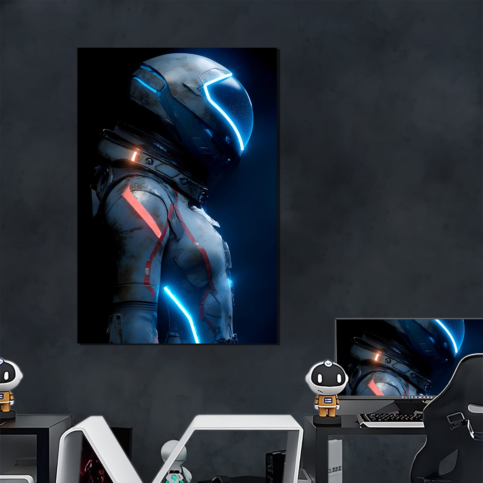 Singeee blue Astronauts neon poster and neon sign in gaming room 1
