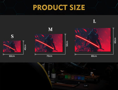 singeee black warrior with shadow neon poster and neon sign size chart