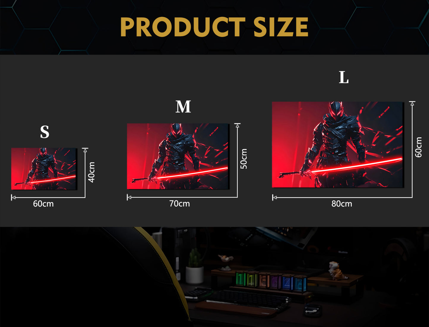 singeee black warrior 1 neon poster and neon sign size chart