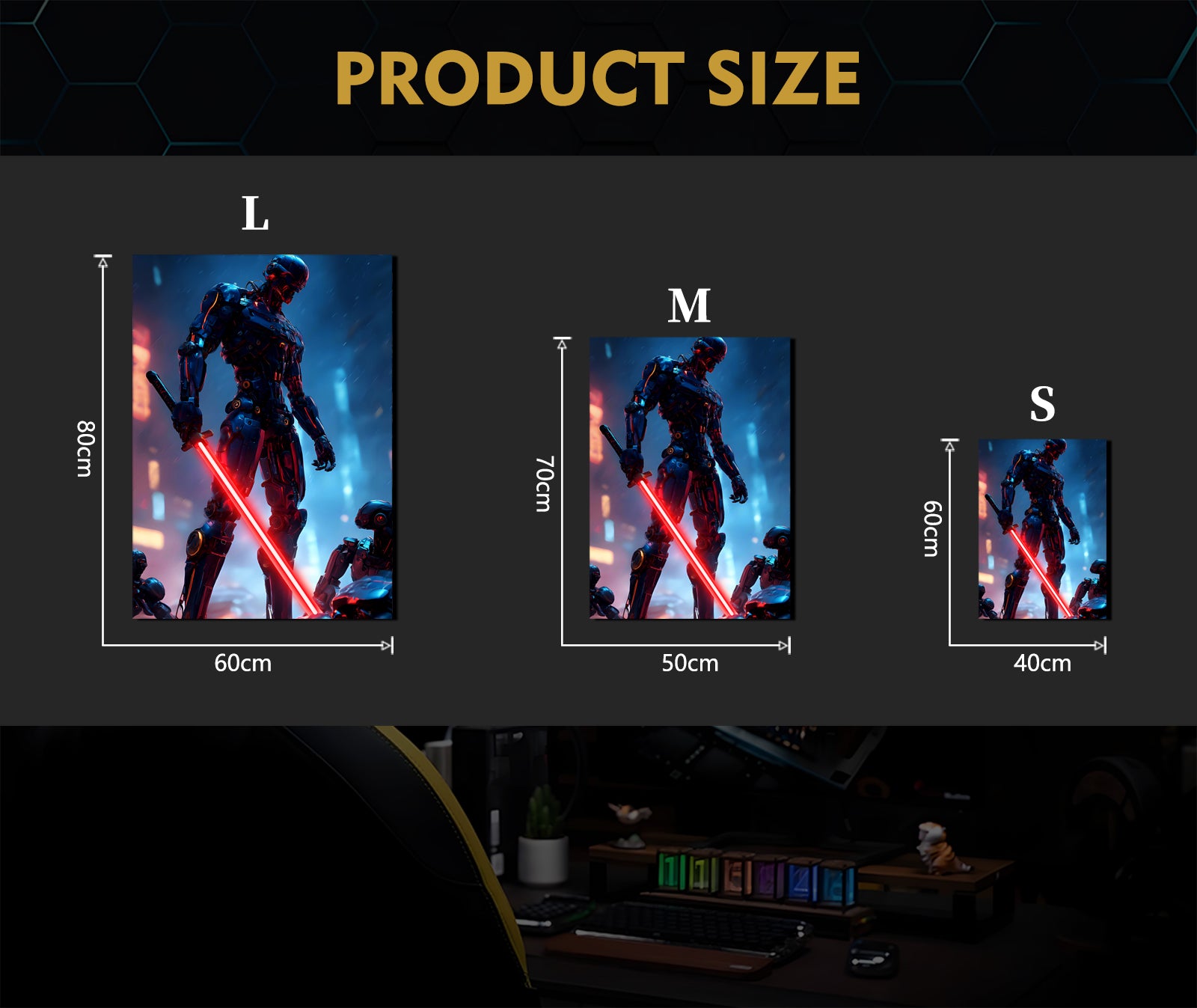 Singeee Future Warrior 01 LED Art Neon Sign Neon Poster size chart