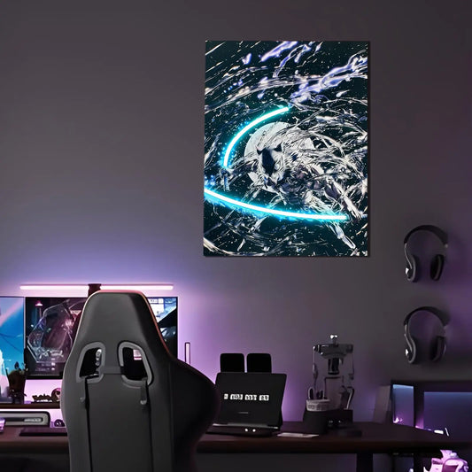 Singeee Inosuke demon slayer neon poster and neon sign on the wall of gaming room