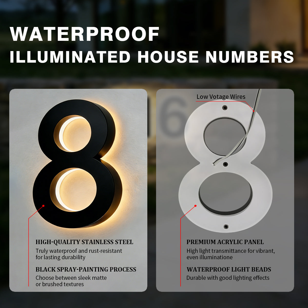 the material details of singeee led house number