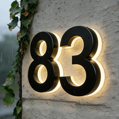 led house number wall-mounted installation rendering