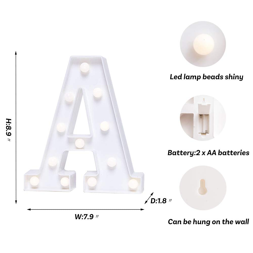 LED Mini Acrylic Letters size