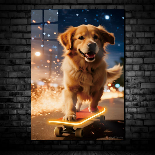 singeee dog 4 neon poster and neon sign brown style