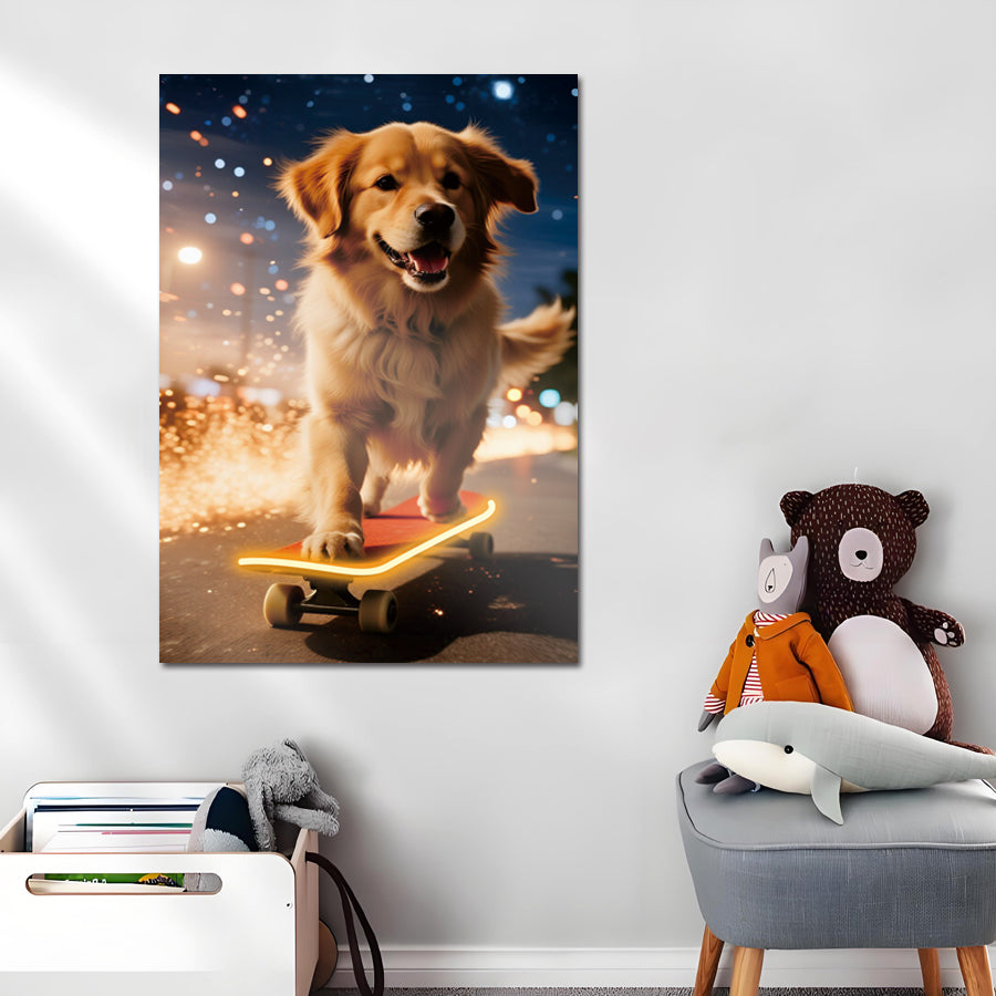 singeee skating board dog series 4 noen poster living room  2