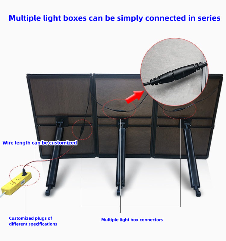 Slim magnetic advertising light boxes connected