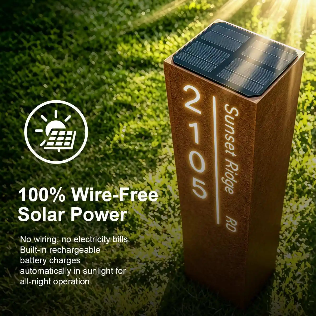 Solar Custom LED House Number Address Column
