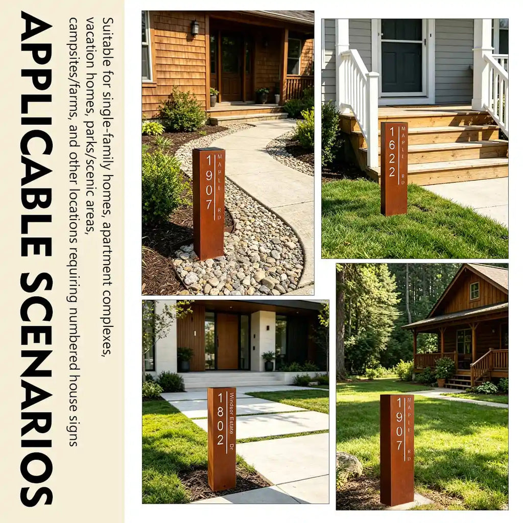 Solar Custom LED House Number Address Column