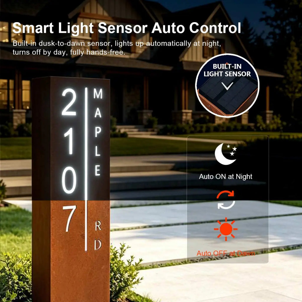 Solar Custom LED House Number Address Column