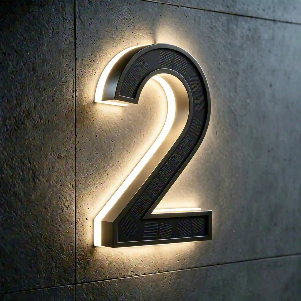 all-in-one wireless solar LED house number digits 2