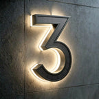 all-in-one wireless solar LED house number digits 3