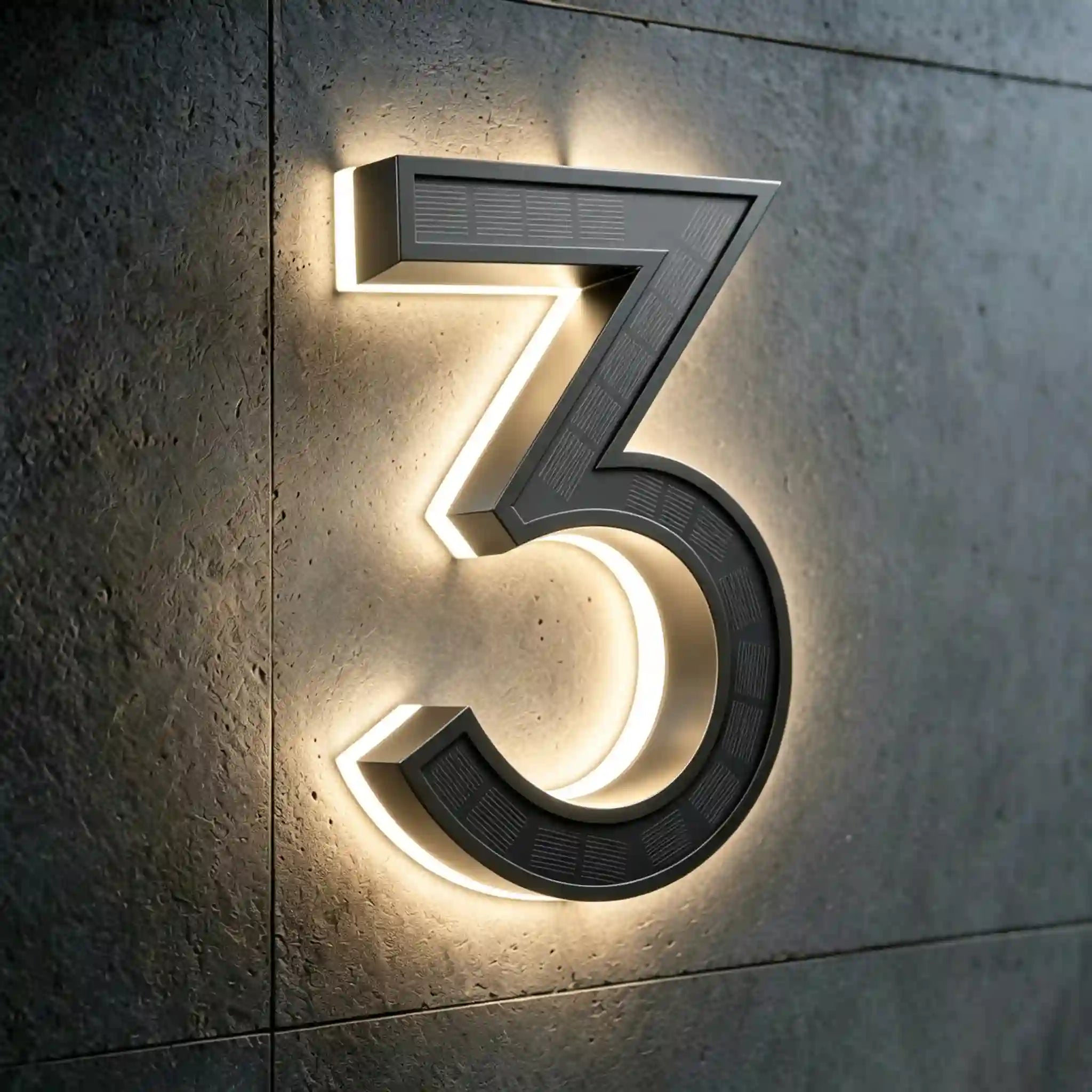 all-in-one wireless solar LED house number digits 3