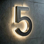 all-in-one wireless solar LED house number digits 5