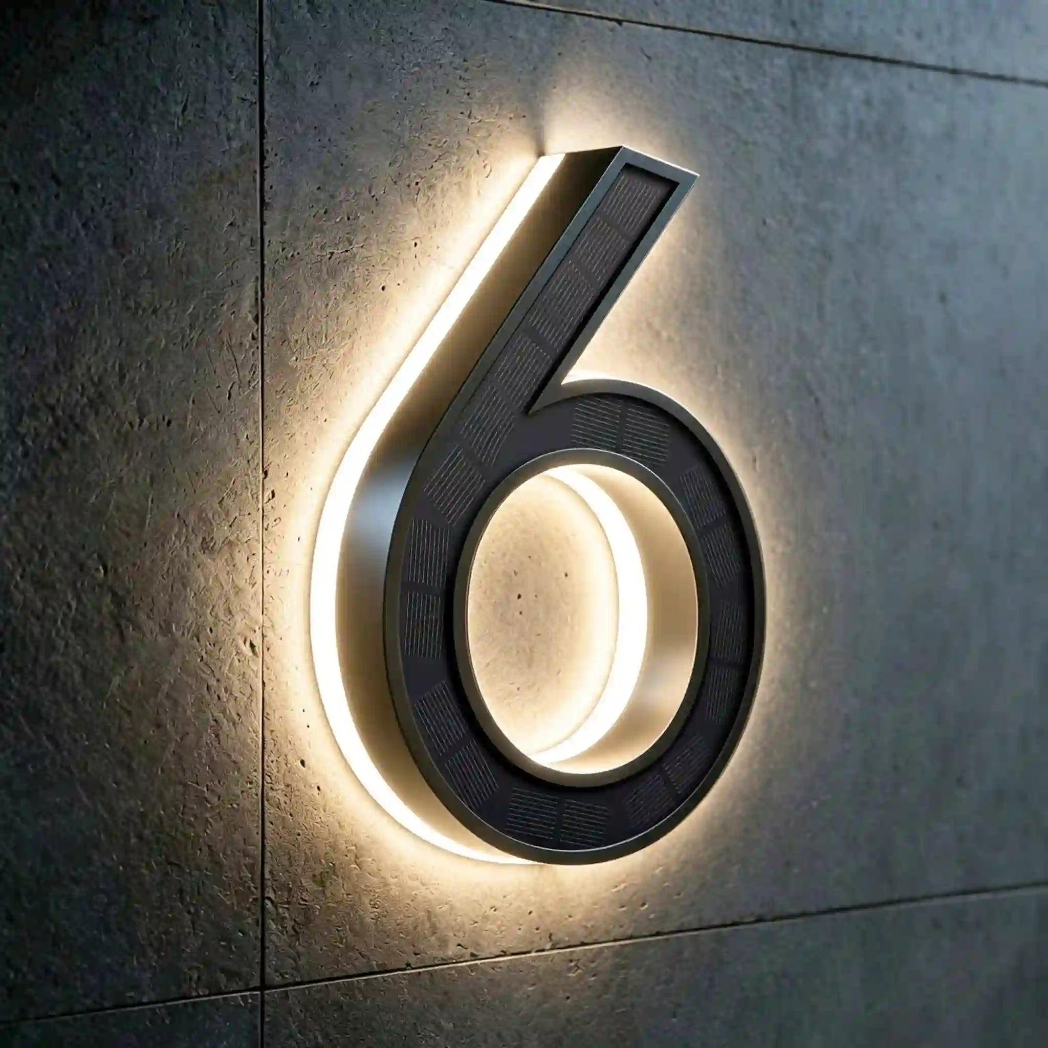 all-in-one wireless solar LED house number digits 6