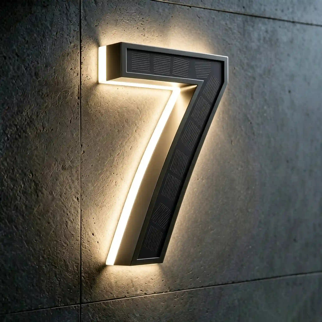 all-in-one wireless solar LED house number digits 7