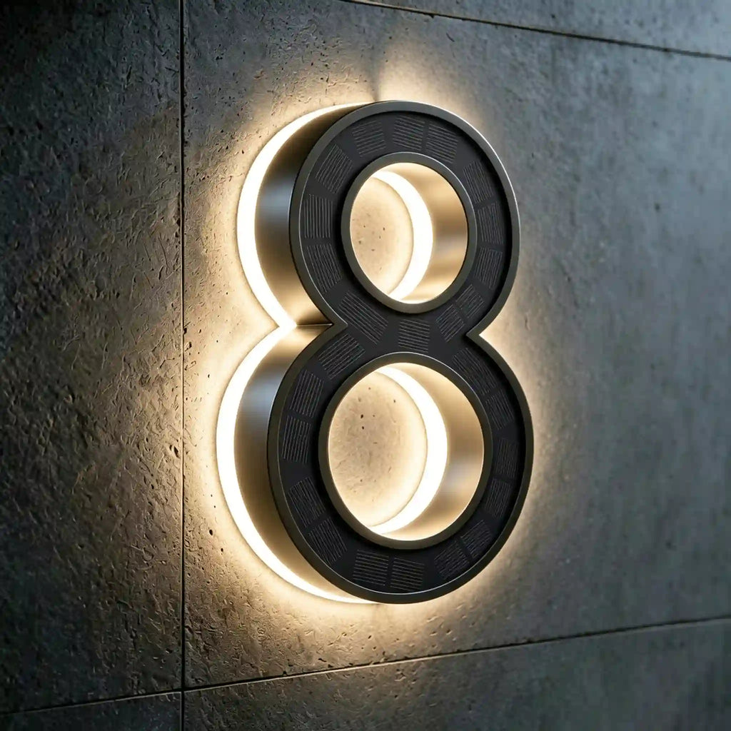 all-in-one wireless solar LED house number digits 8