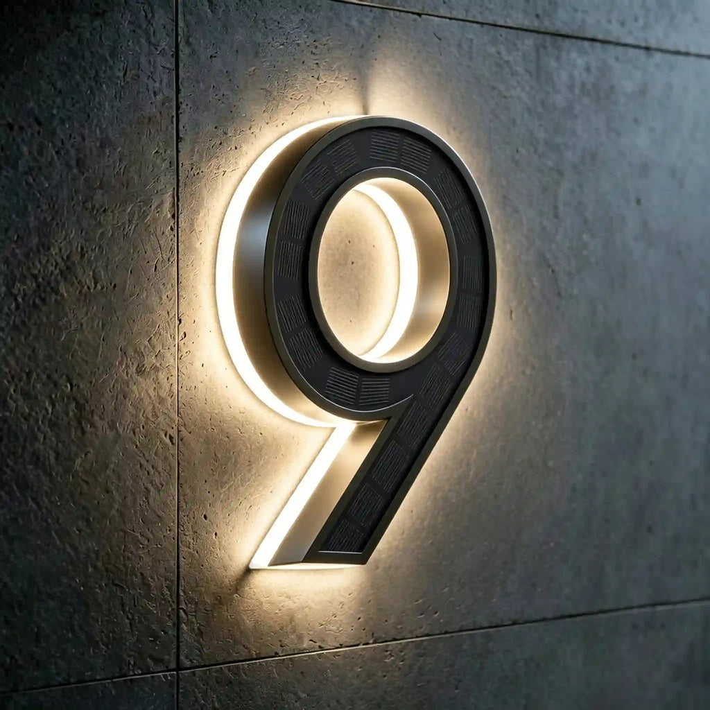 all-in-one wireless solar LED house number digits 9