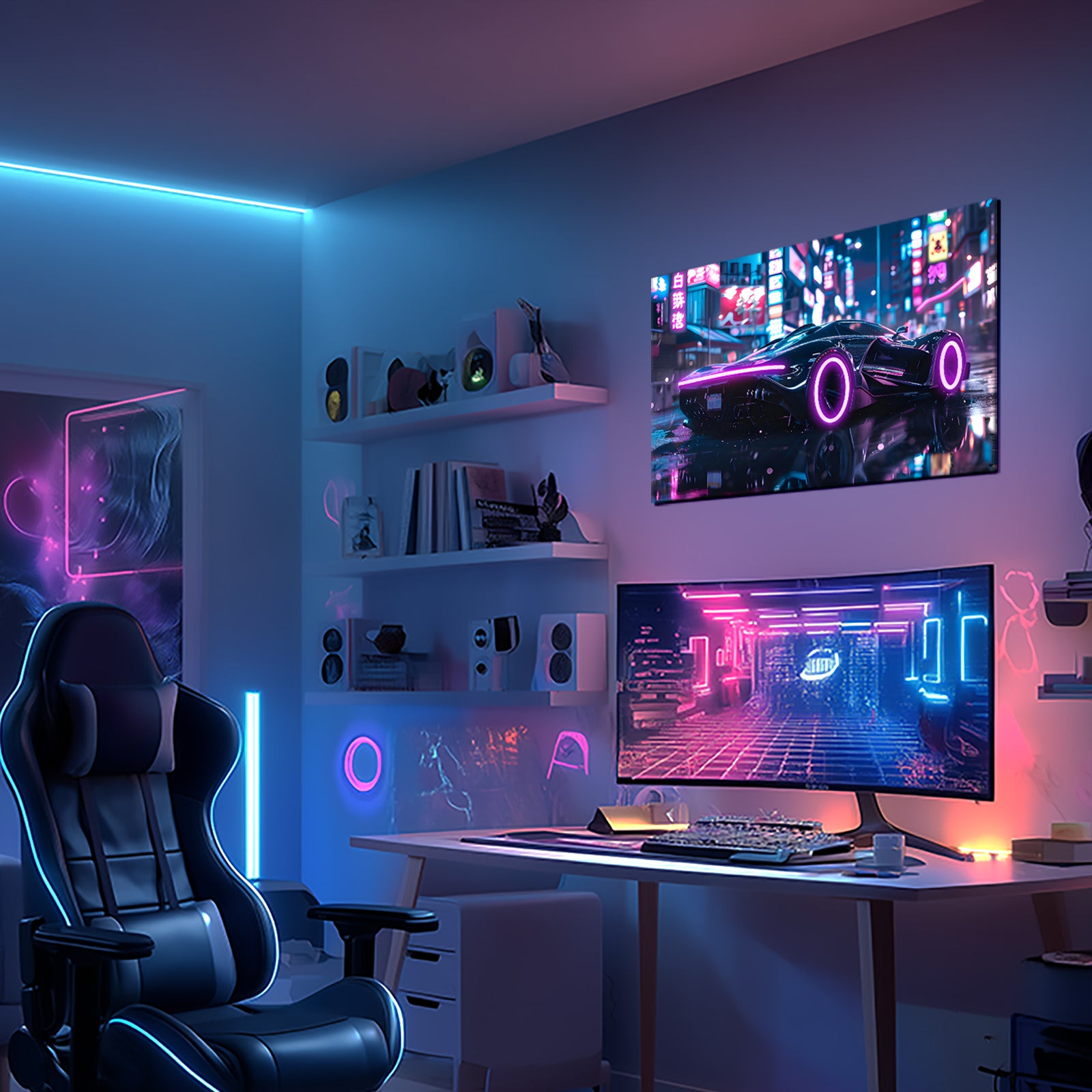 Singeee Cyber Supercar 02 LED Art Neon Sign Neon Poster in gaming room