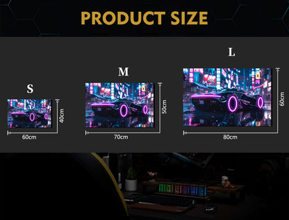 Singeee Cyber Supercar 02 LED Art Neon Sign Neon Poster size chart