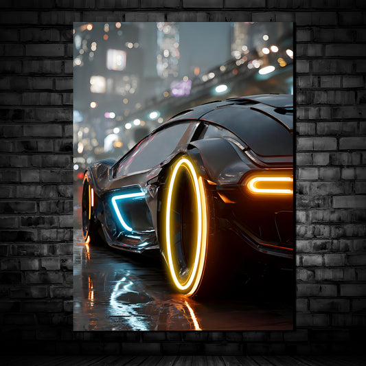 Singeee super sport car gold neon sign and neon poster
