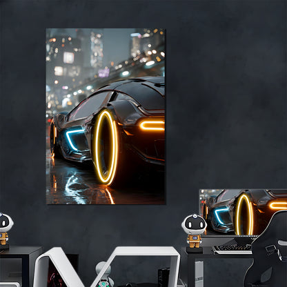 Singeee super sport car gold neon sign and neon poster in game room