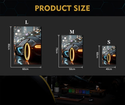 Singeee super sport car gold neon sign and neon poster size  chart