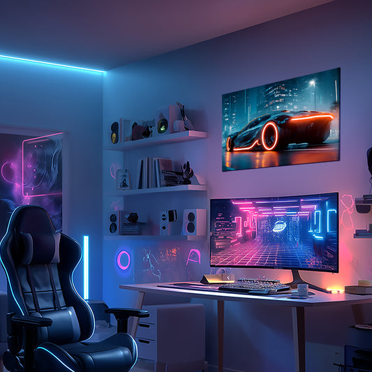 Singeee Supercar Orange Speed Neon Poster LED Art Neon Sign in bedroom