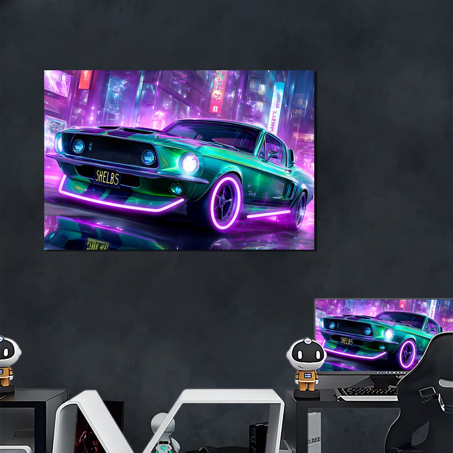 Singeee Green Cyber Dodge LED Art Neon poster Neon Sign size chart in game room