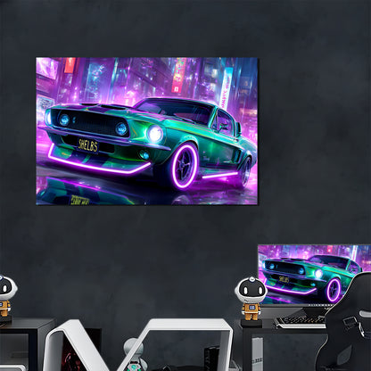 Singeee Green Cyber Dodge LED Art Neon poster Neon Sign size chart in game room