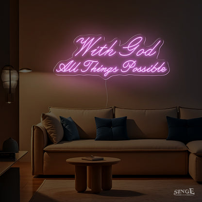 "With god, All Thing Possible" led neon sign in dark
