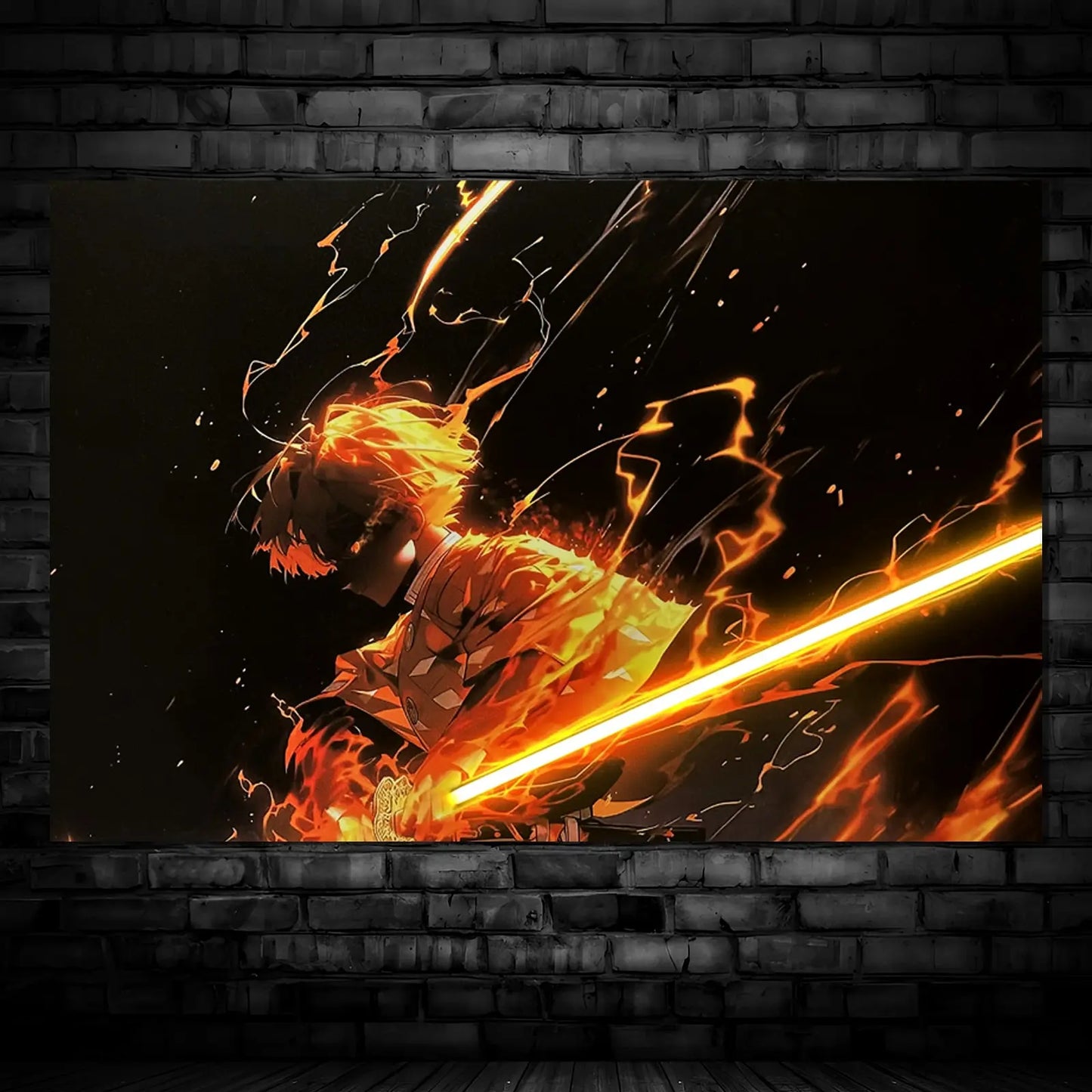 Singeee Zenitsu demon slayer neon poster and neon sign with gold light