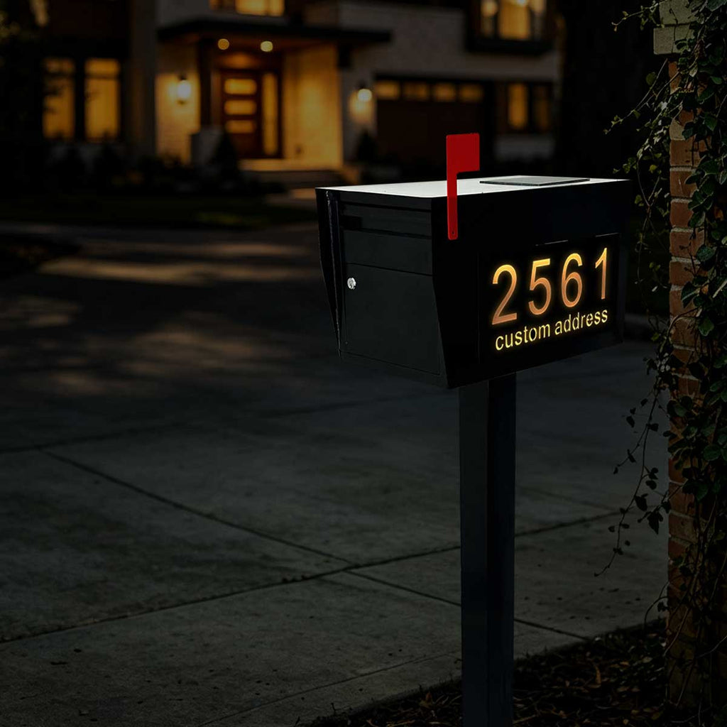 Singeee Glowbox Custom Modern Solar LED Address Mailbox