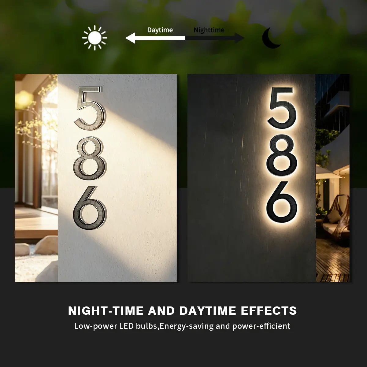 All-in-one Solar Backlit Lighted House Numbers Address Sign