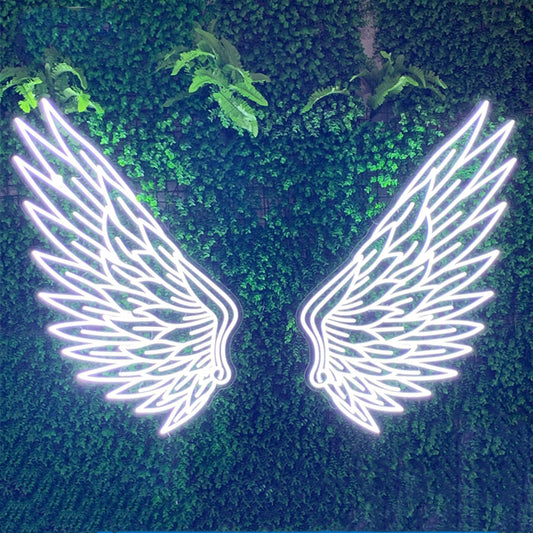 Front view of the Angel Wings Neon Sign with LED glow