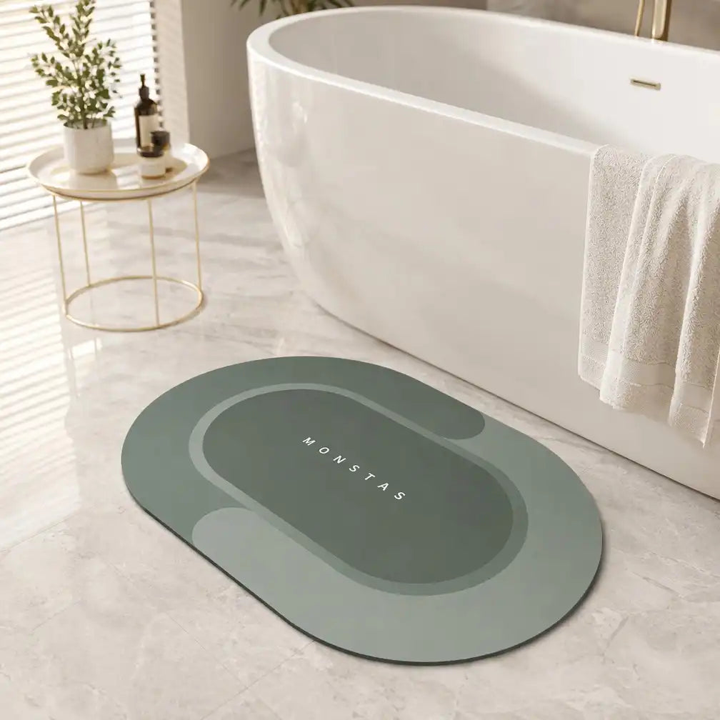 Oval Diatomaceous Earth Bath Mat | Soft, Quick-Dry & Non-Slip Bathroom Rug