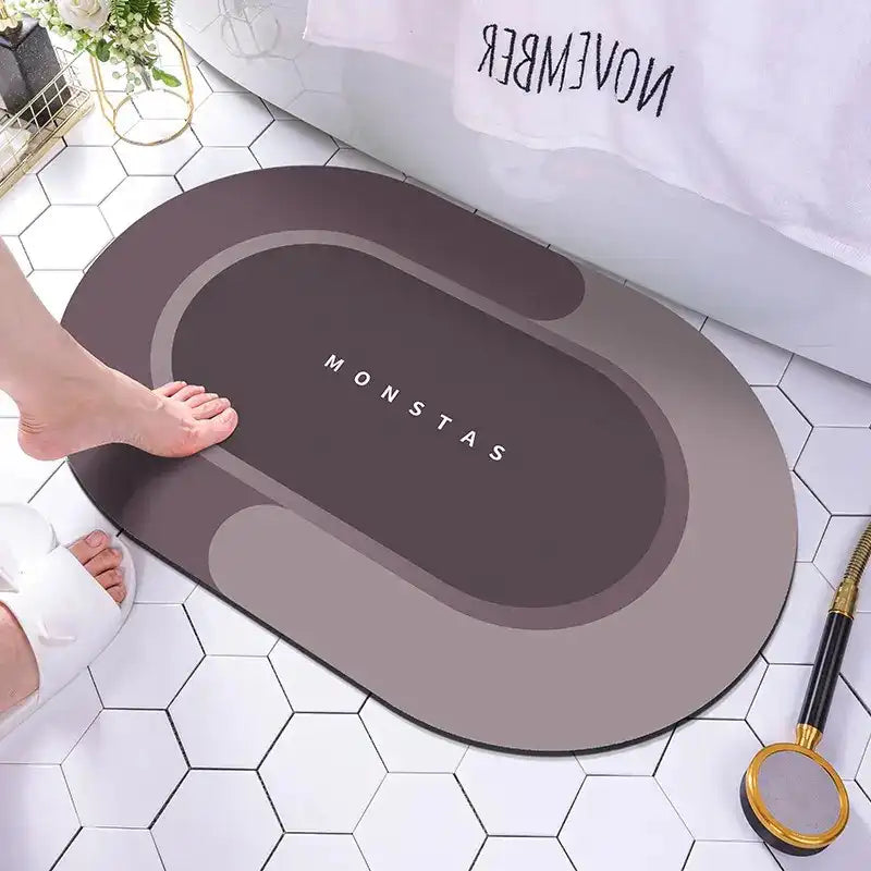 Oval Diatomaceous Earth Bath Mat | Soft, Quick-Dry & Non-Slip Bathroom Rug