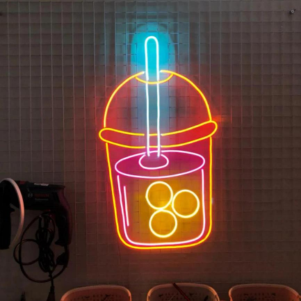 Bubble tea neon sign with LED lights